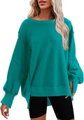 Nirovien Oversized Crewneck Sweatshirt Side Slit - Slouchy Fit