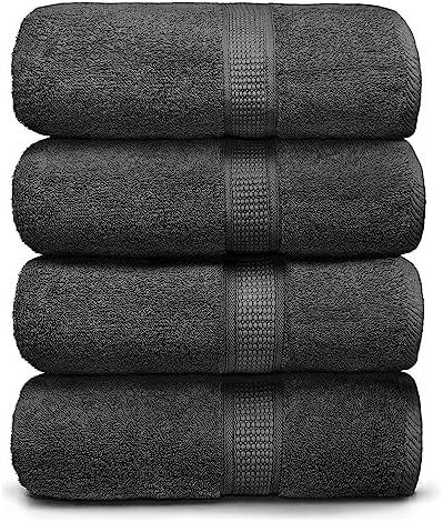 Premium Bath Towels Pack of 4 - Soft, Absorbent, Durable Grey