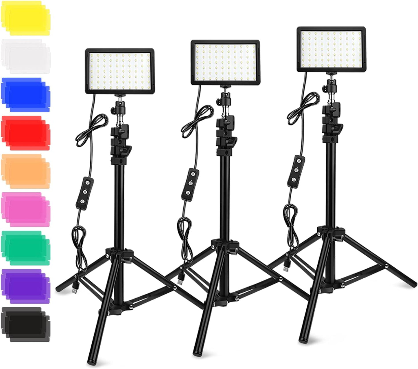 3 Packs 70 LED Video Light Kit for YouTube Photography and More