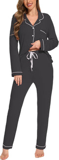 Button Up Pajamas for Women Long Sleeve Sleepwear Soft Loungewear Sets