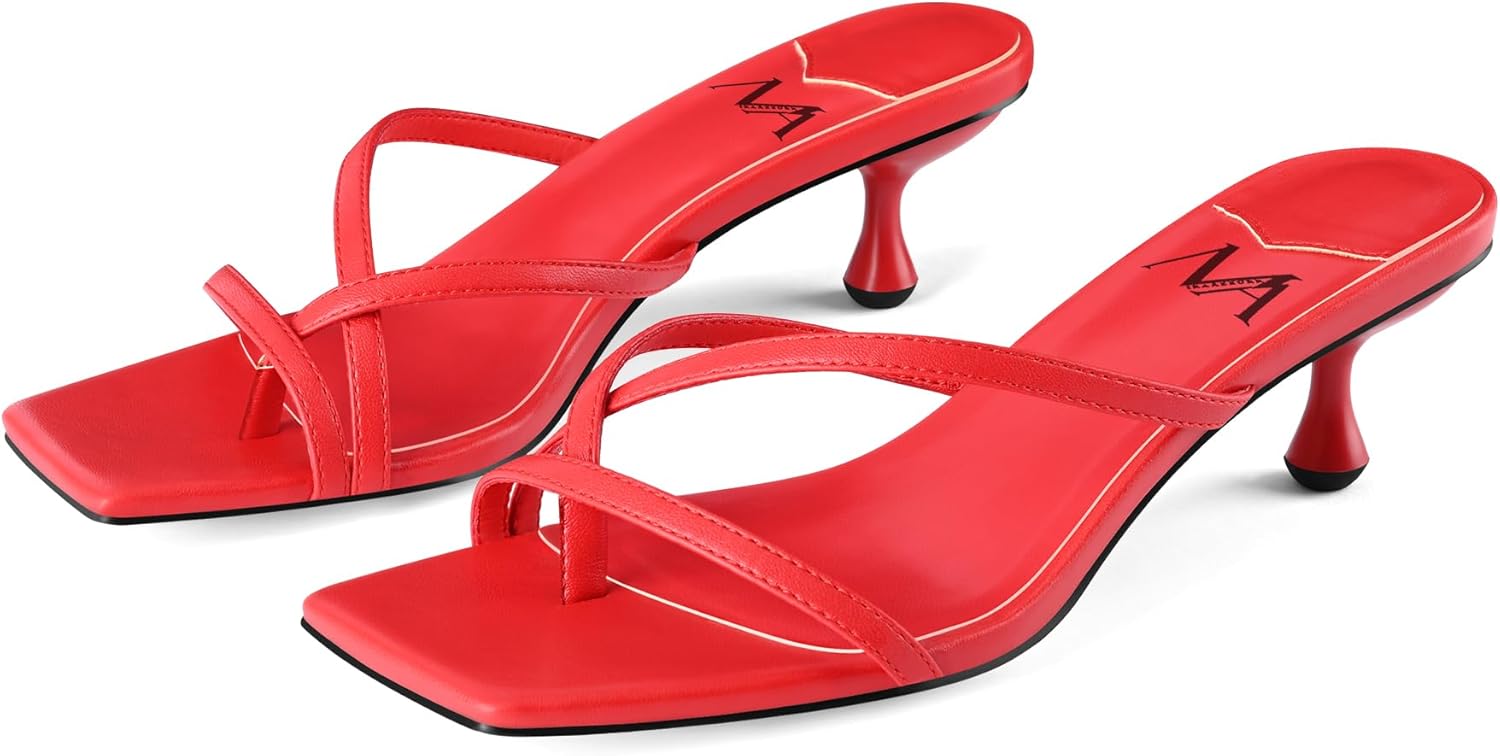 MIRAAZZURRA Kitten Heels for Women - Trendy Summer Flip Flops