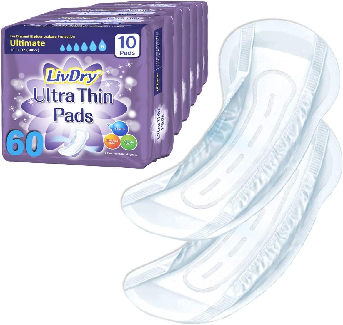 LivDry Incontinence Ultra Thin Pads for Women - Ultimate Comfort
