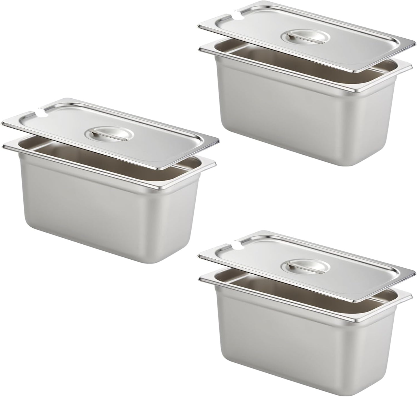 HECMAC 3 Pack Anti-Jam Hotel Pans for Catering and Storage