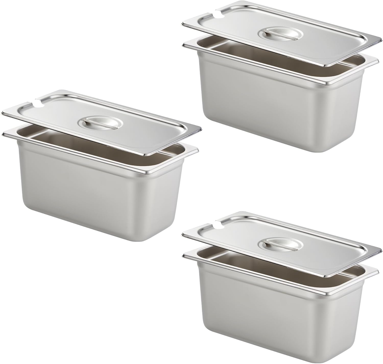 HECMAC 3 Pack Anti-Jam Hotel Pans for Catering and Storage