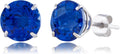 10k Gold 8mm Round Birthstone Stud Earrings for Women - Sapphire