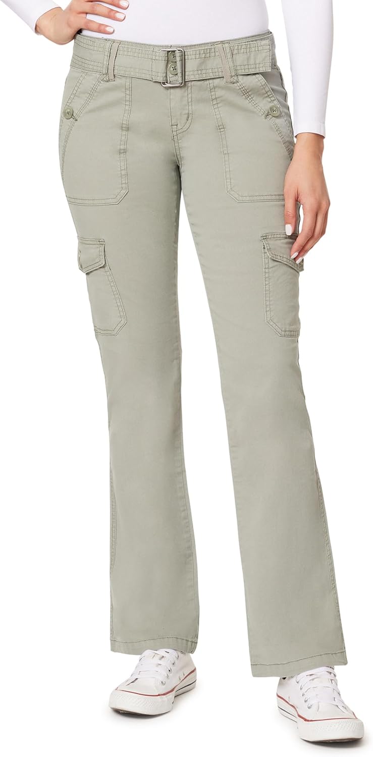 WallFlower Women's Feisty Curvy Cargo Flare Pants for Juniors