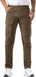 Plaid&Plain Men's Cargo Pants Slim Fit with Articulated Knees - Active