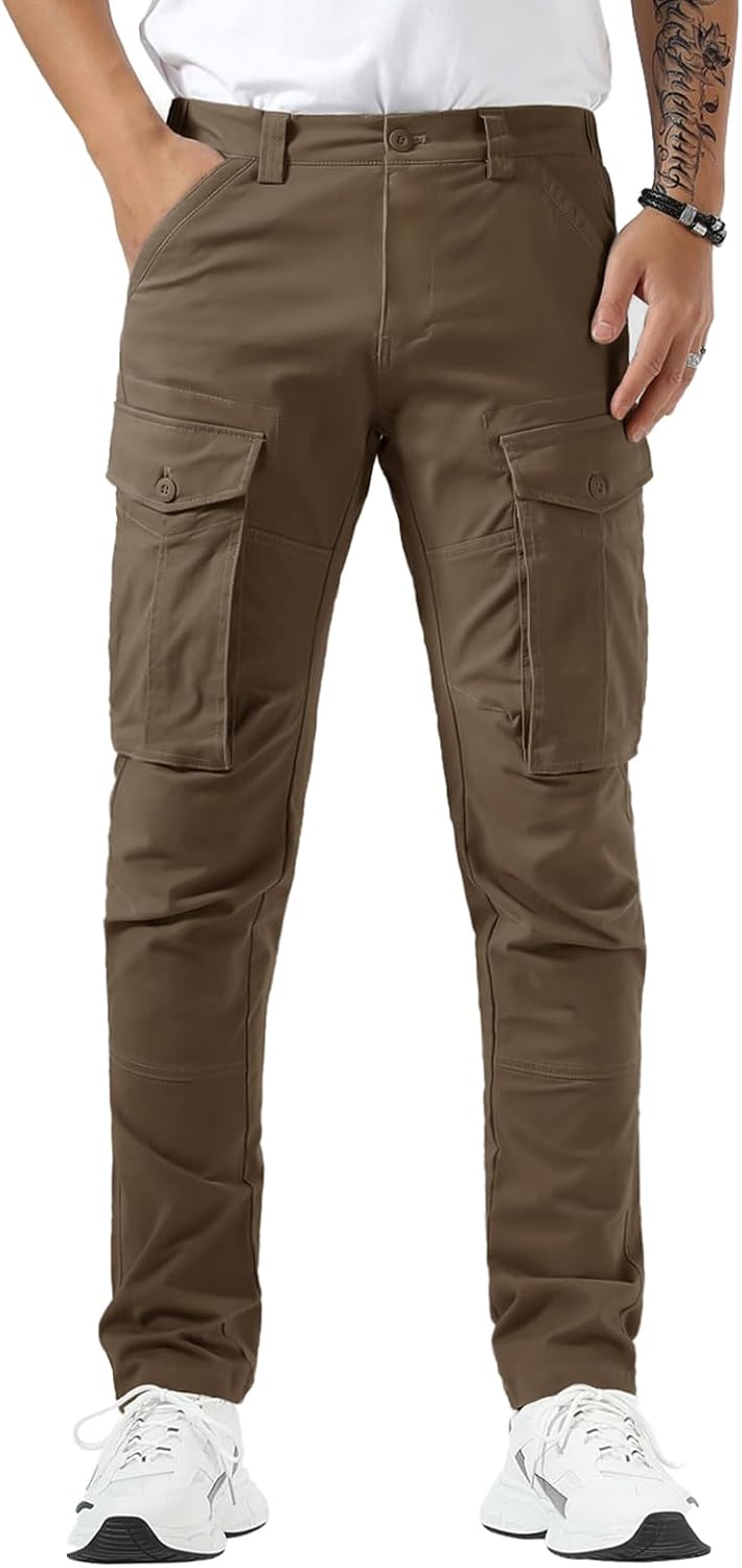 Plaid&Plain Men's Cargo Pants Slim Fit for Active Lifestyle