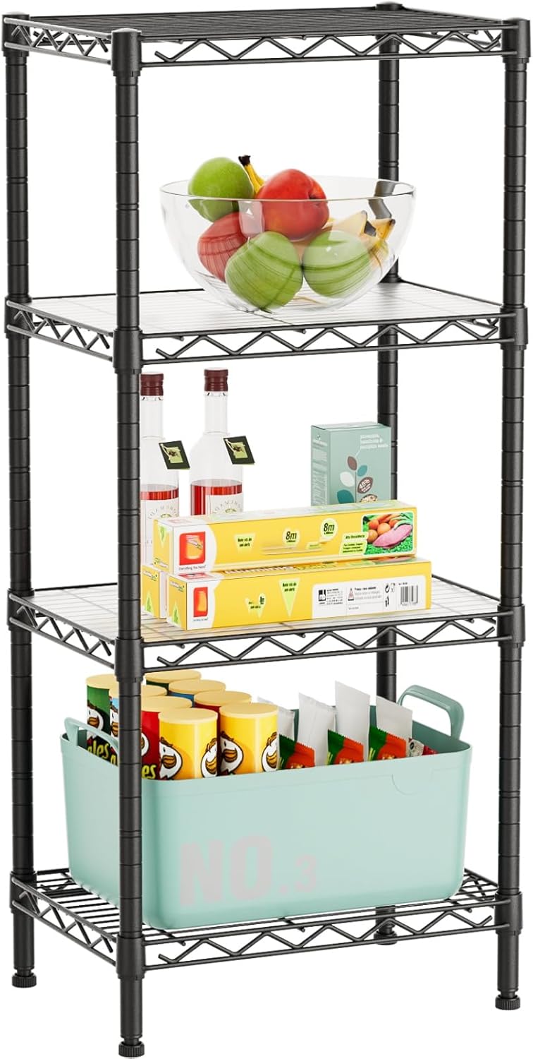 4 Tier Adjustable Storage Shelves Heavy Duty Metal Utility Rack