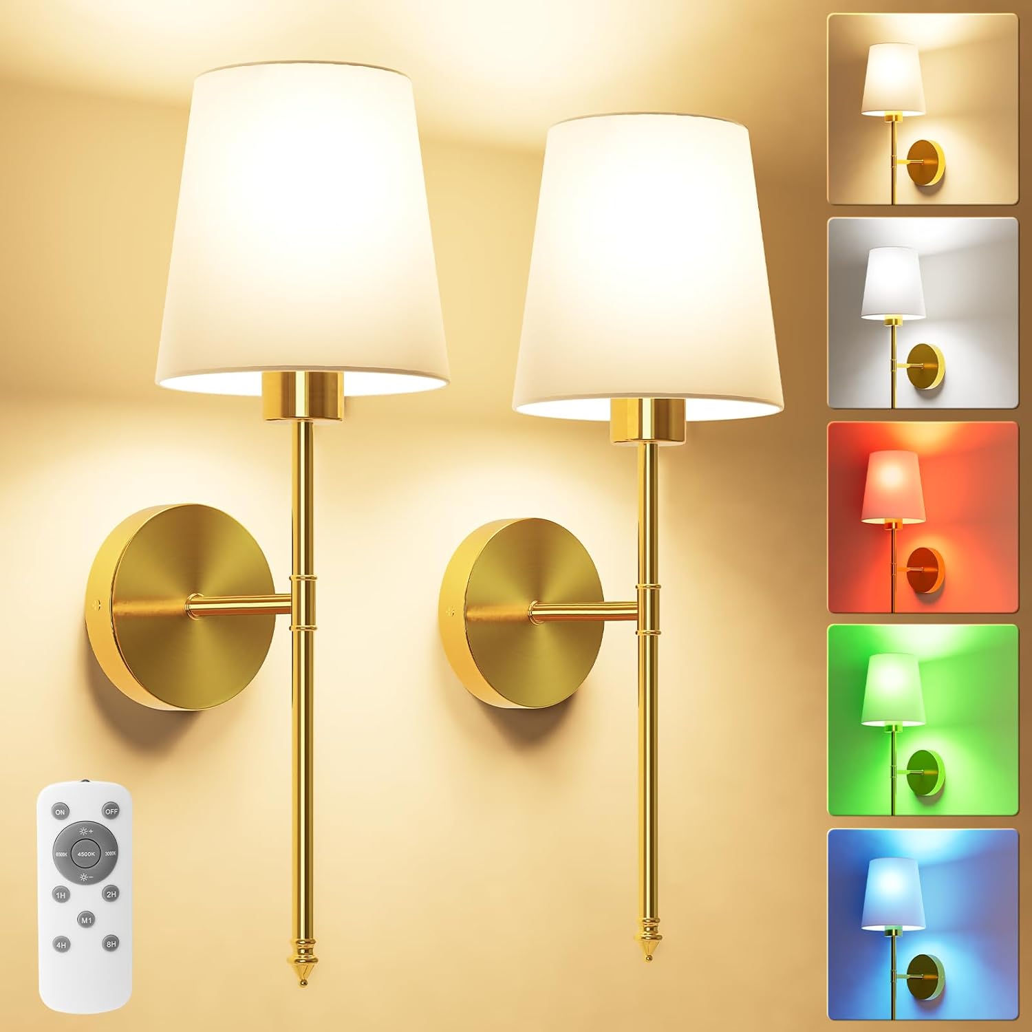 Battery Operated Wall Sconce Set of 2 for Cozy Lighting