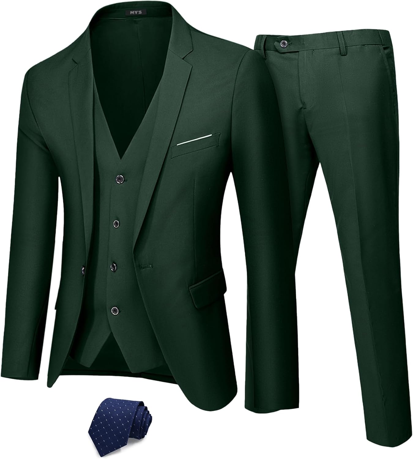 MY'S Men's 3 Piece Suit Set: Slim Fit Jacket, Vest & Pants