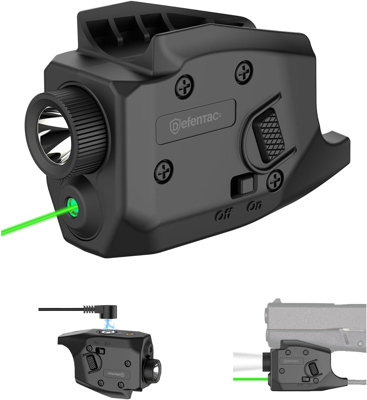 DEFENTAC 350 Lumens Pistol Light Green Laser Combo for Glock