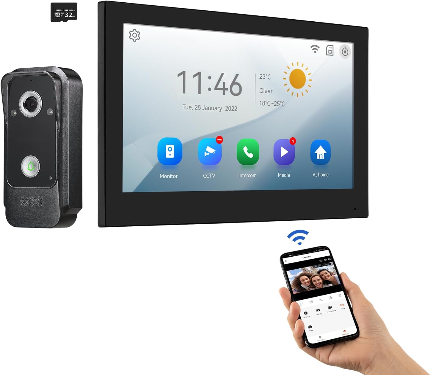 10 WiFi Video Doorbell System - Remote Unlock, 2-Way Intercom, Night Vision
