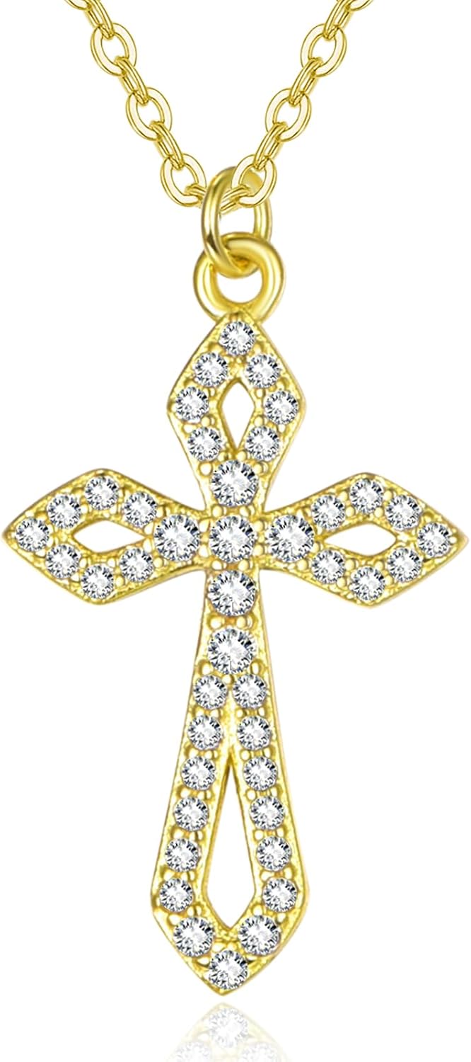 Faith Cross Necklace for Women in 925 Sterling Silver with Birthstone