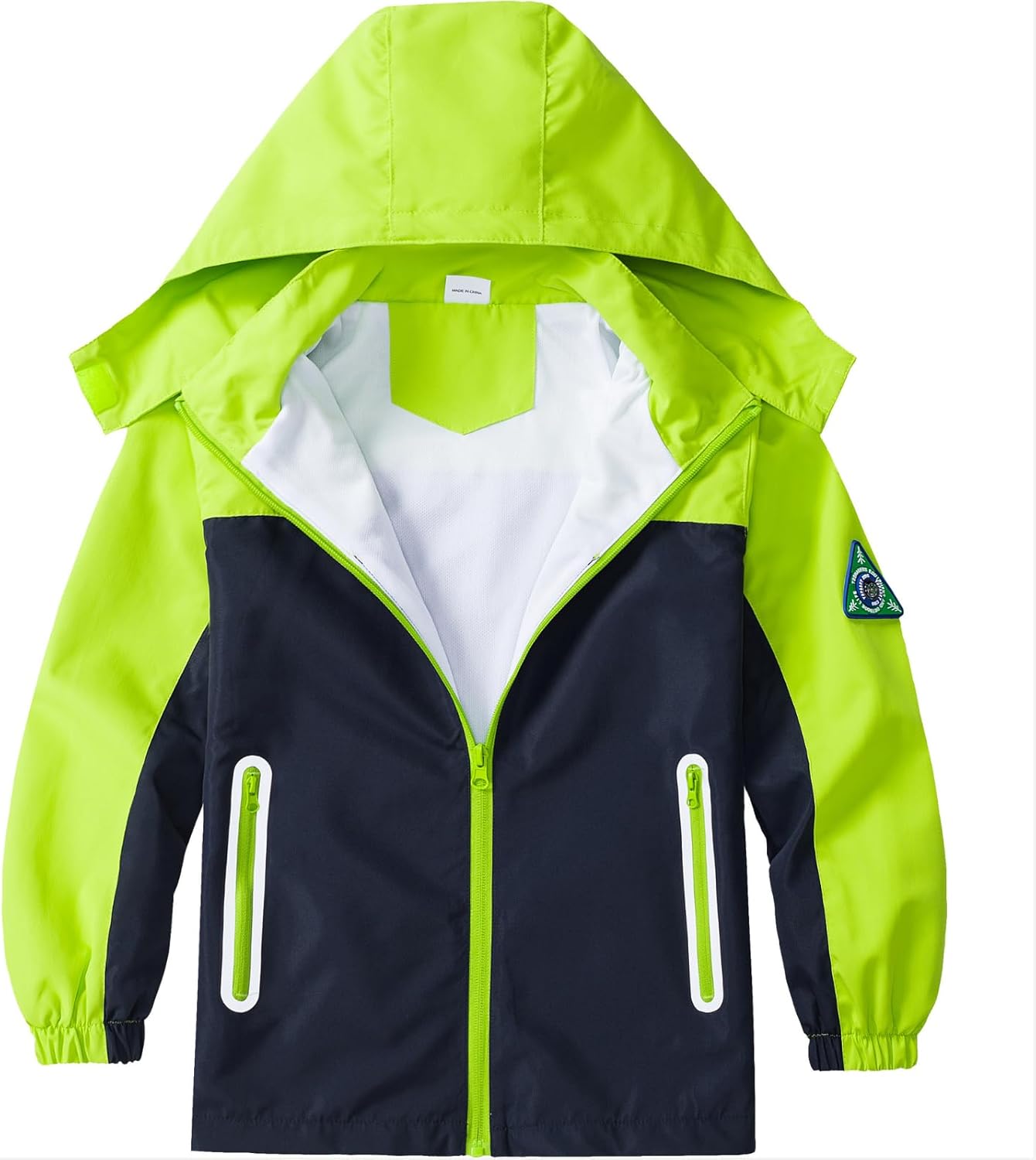 Boys Rain Jacket with Detachable Hood for Kids Adventure