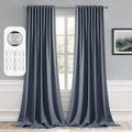 MIULEE Stone Blue 120 in Blackout Curtains 2-Panel Set - 10FT Drapes