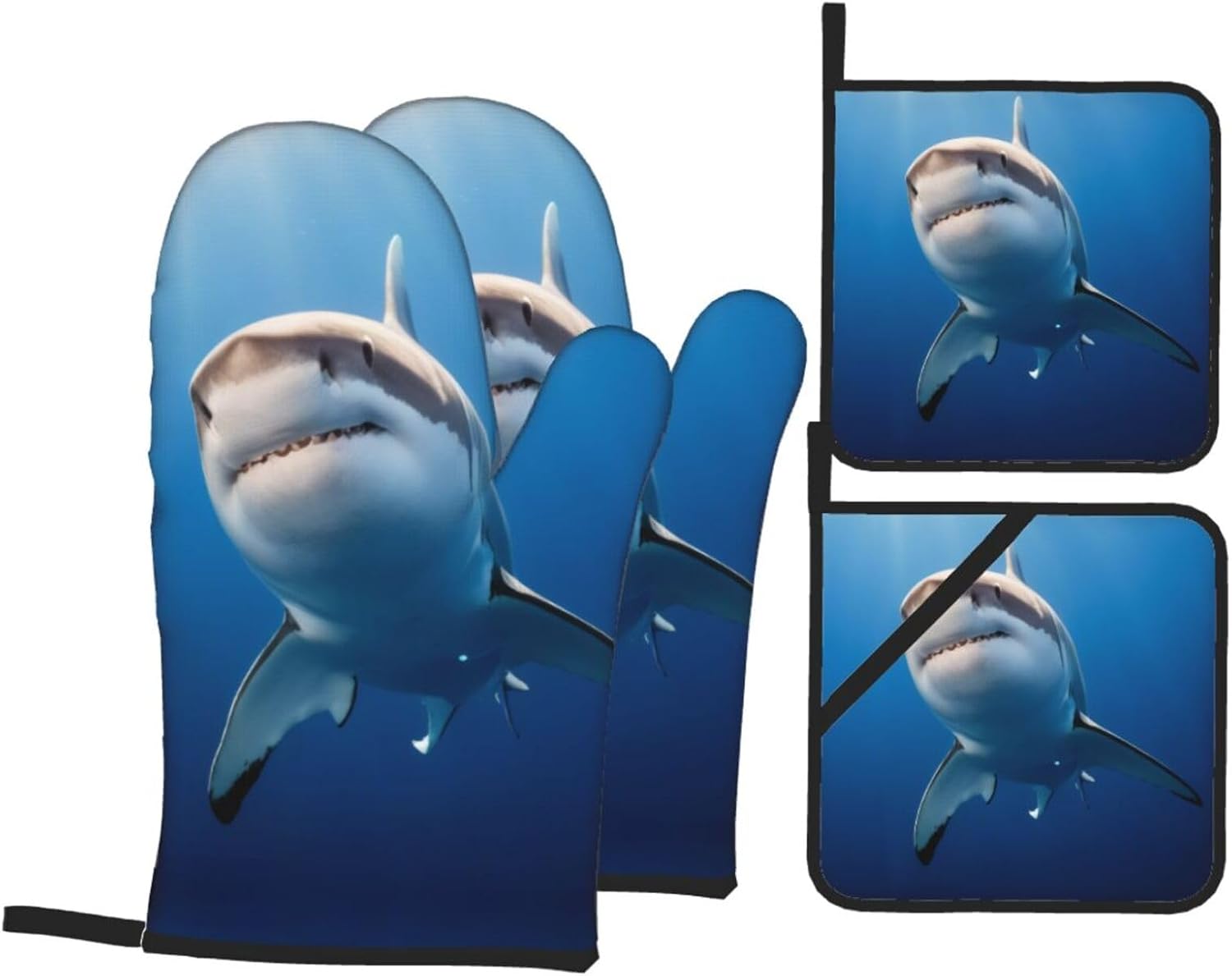 Whimsical Whale Oven Mitt Set - Heat-Resistant Kitchen Gloves