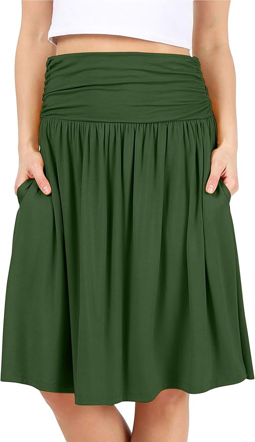 Simlu Skirts for Women Below The Knee Length with Pockets