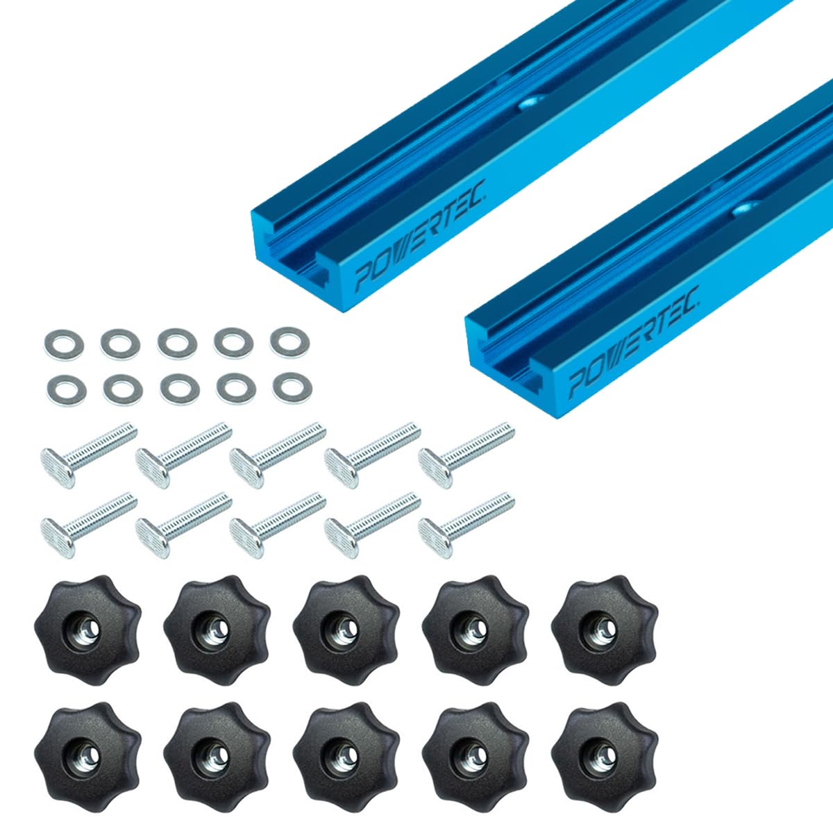 POWERTEC 71890 24in Double-Cut Profile T-Track Kit for Woodworking