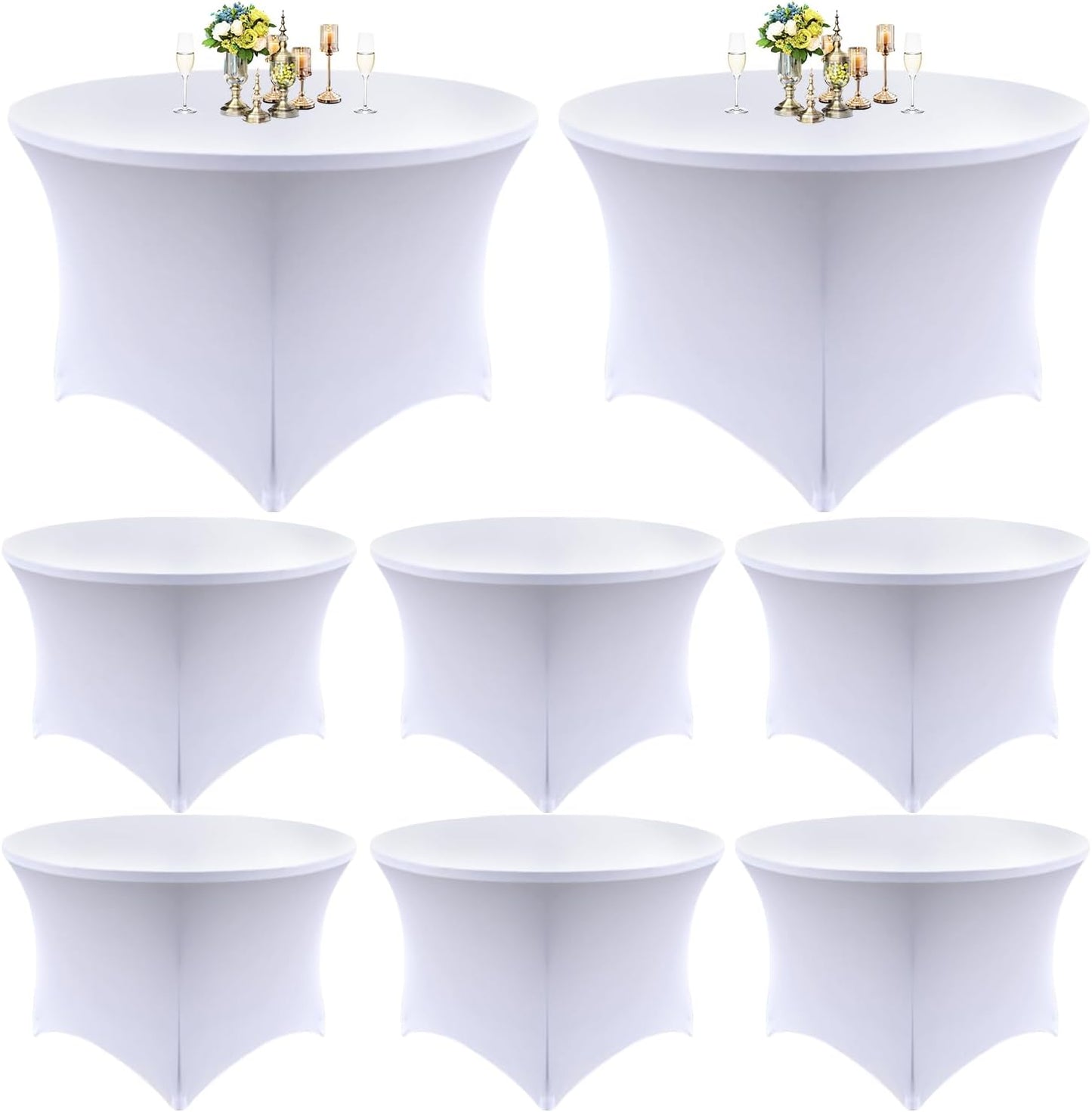 8 Pack White Round Table Skirt for 60 Inch Tables - Stylish Decor
