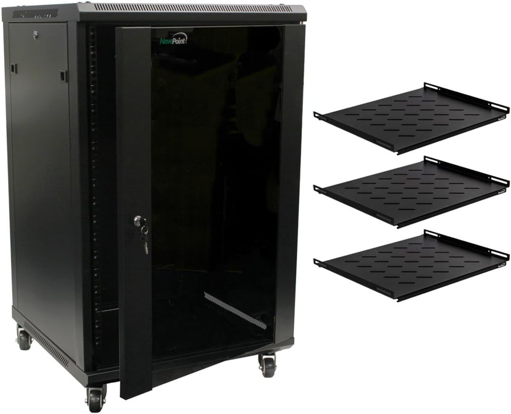 NavePoint 18U Wall Mount Server Data Cabinet with Glass Door