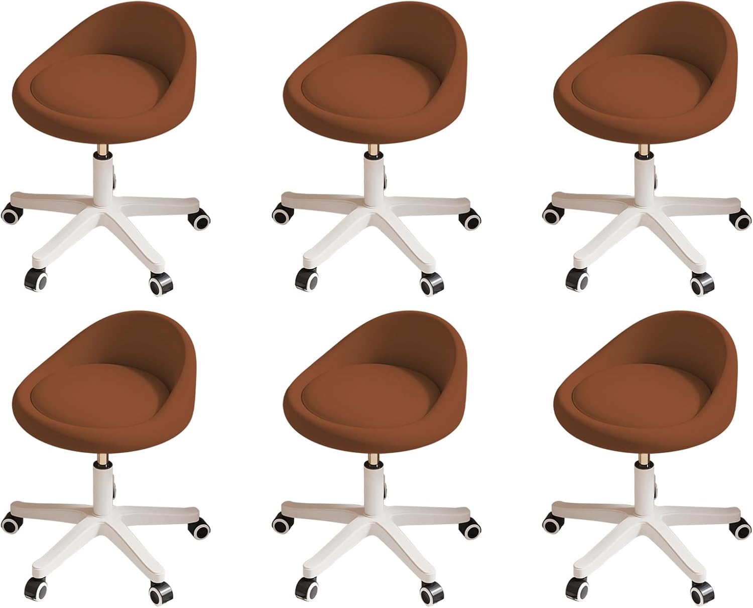 Rolling Stool Set of 6 with Adjustable Height and Swivel Seat