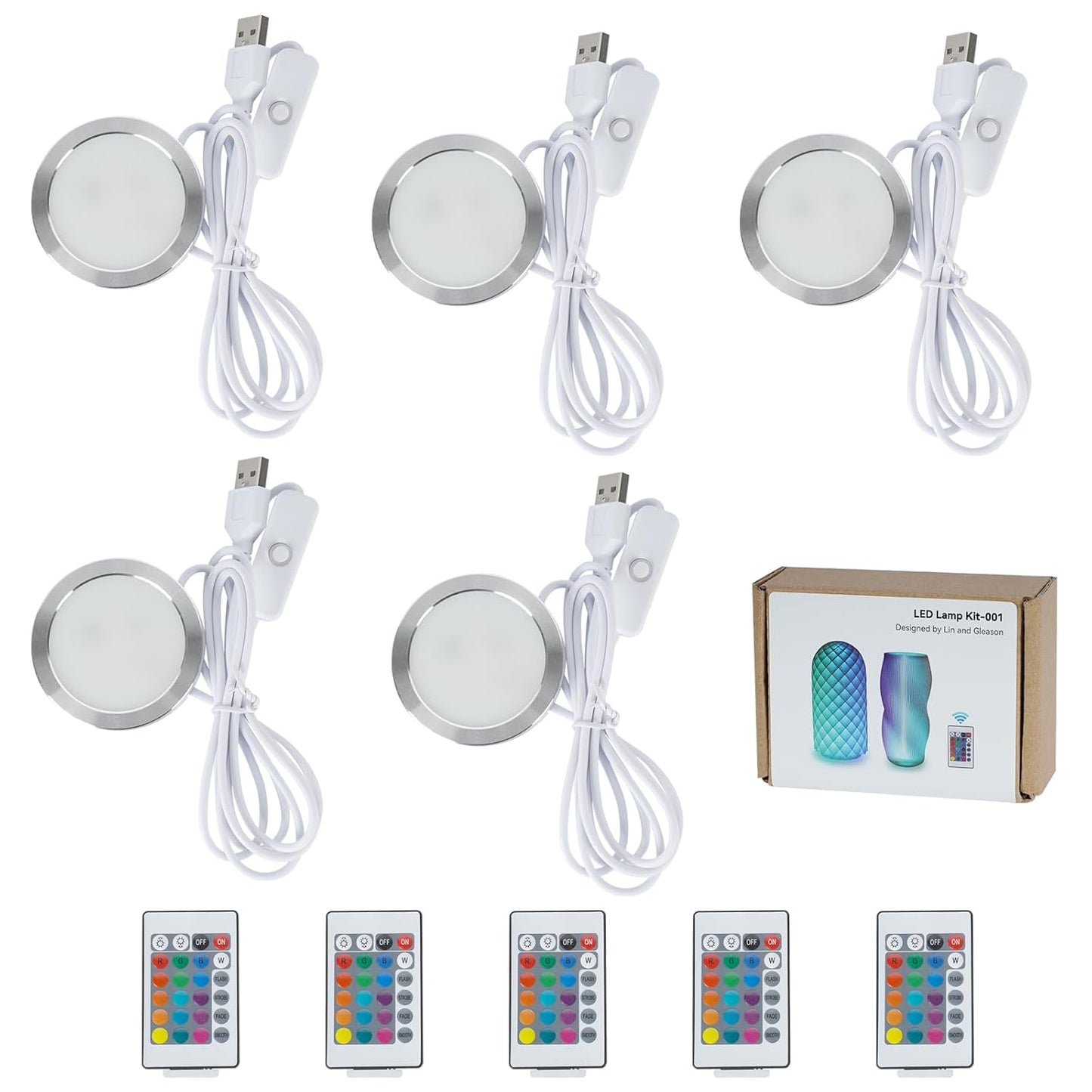 5PCS Remote Control RGB LED Lamp Kit for Bambu Lab Models