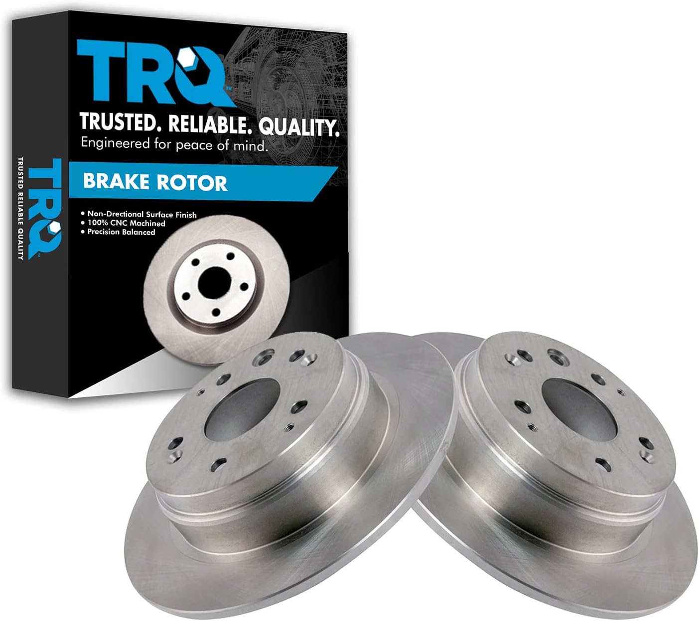 TRQ Rear Brake Rotors Set Solid for 2001-2003 Acura CL