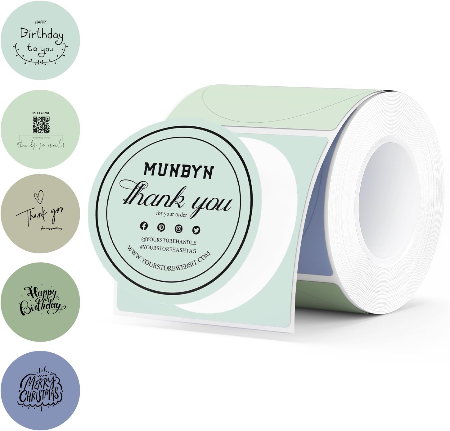MUNBYN Multicolor Thermal Labels - Custom Logo Stickers