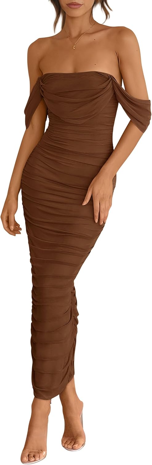 PRETTYGARDEN Womens Off The Shoulder Dress for Summer Parties