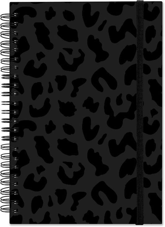 A5 Hardcover Notebook for Girls - Aesthetic Black Leopard Design