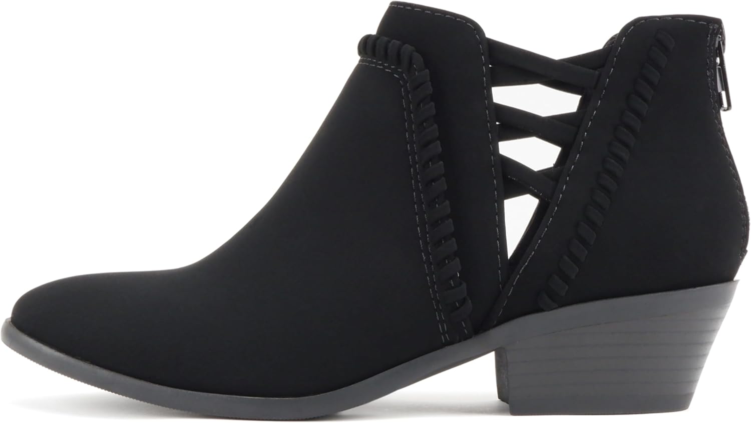 Soda Women's Low Ankle Heel Bootie with Elastic Cross Straps