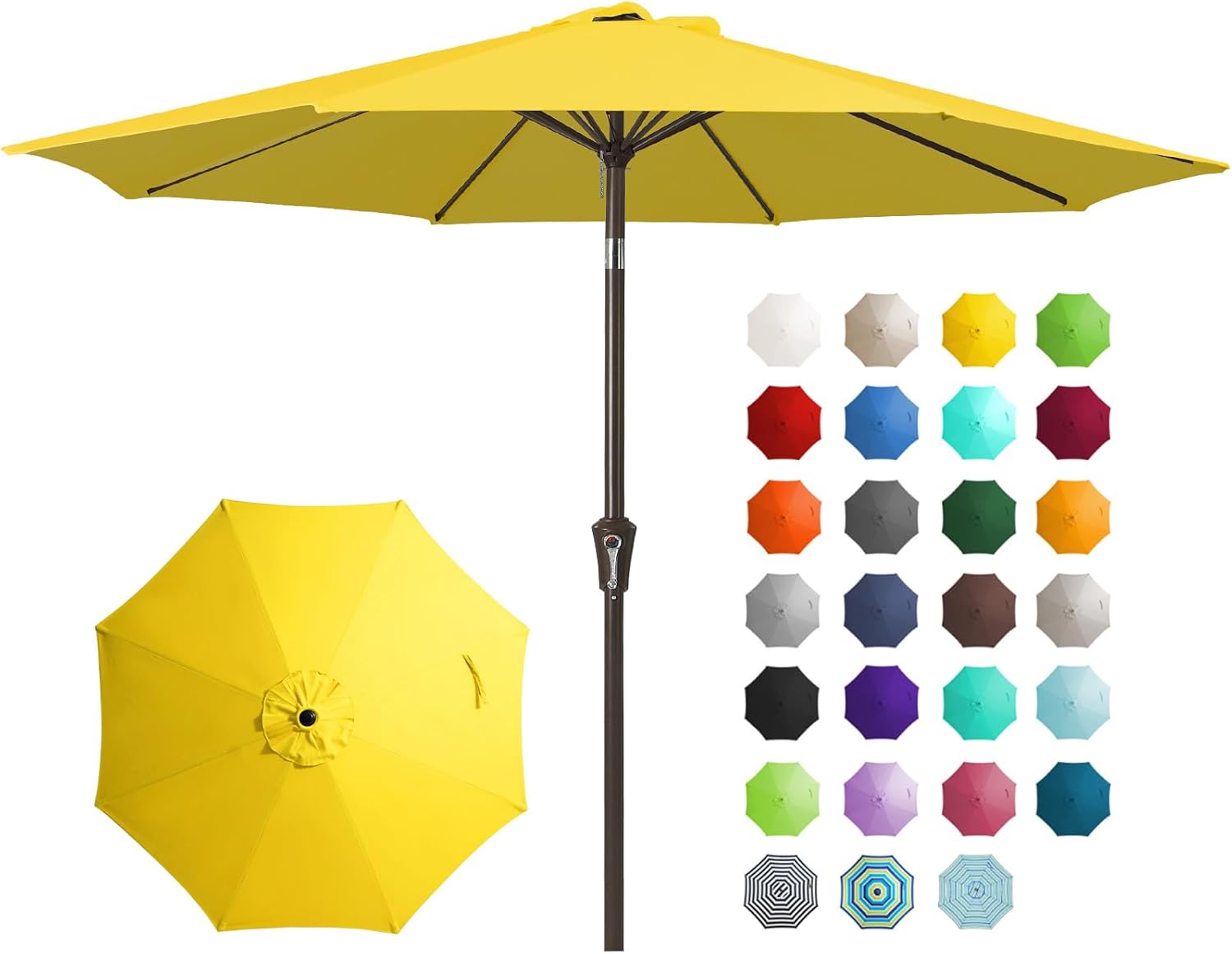 9FT Outdoor Patio Umbrella with Push Button Tilt and Crank