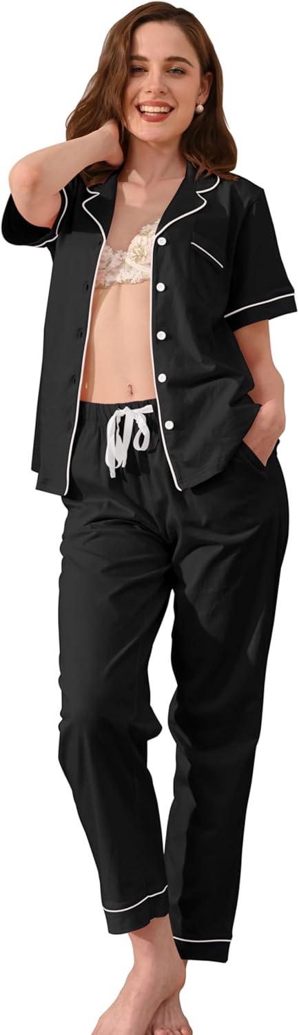 100% Cotton Pajamas for Women Sets Soft Sleepwear Loungewear