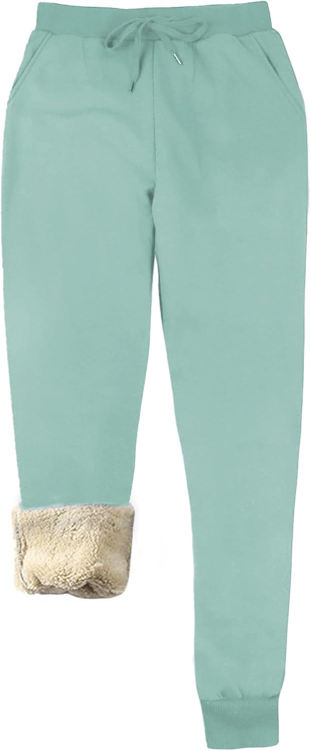 Yeokou Women's Warm Sherpa Lined Athletic Sweatpants Jogger Fleece