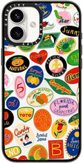 Compact iPhone 16 Plus Case Fruit Stickers - Clear Black Slim