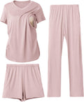Maternity Nursing Pajamas Set 3 Piece - Comfortable Nursing Sleepwear