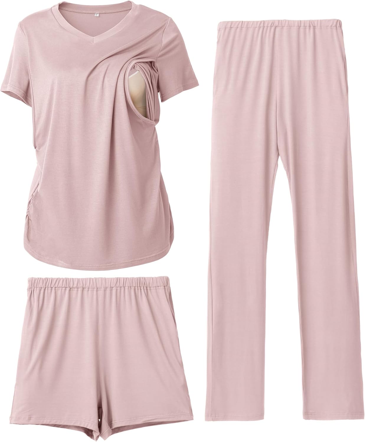 Rnxrbb 3 Piece Women's Maternity Nursing Pajamas Set for Comfort