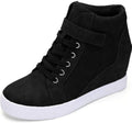 Athlefit Women's Lace Up Wedge Sneakers High Top - 3.1in Lift