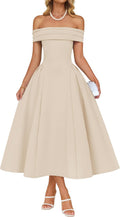 ZESICA Off Shoulder Swing A Line Midi Dress - Elegant Cocktail Wear