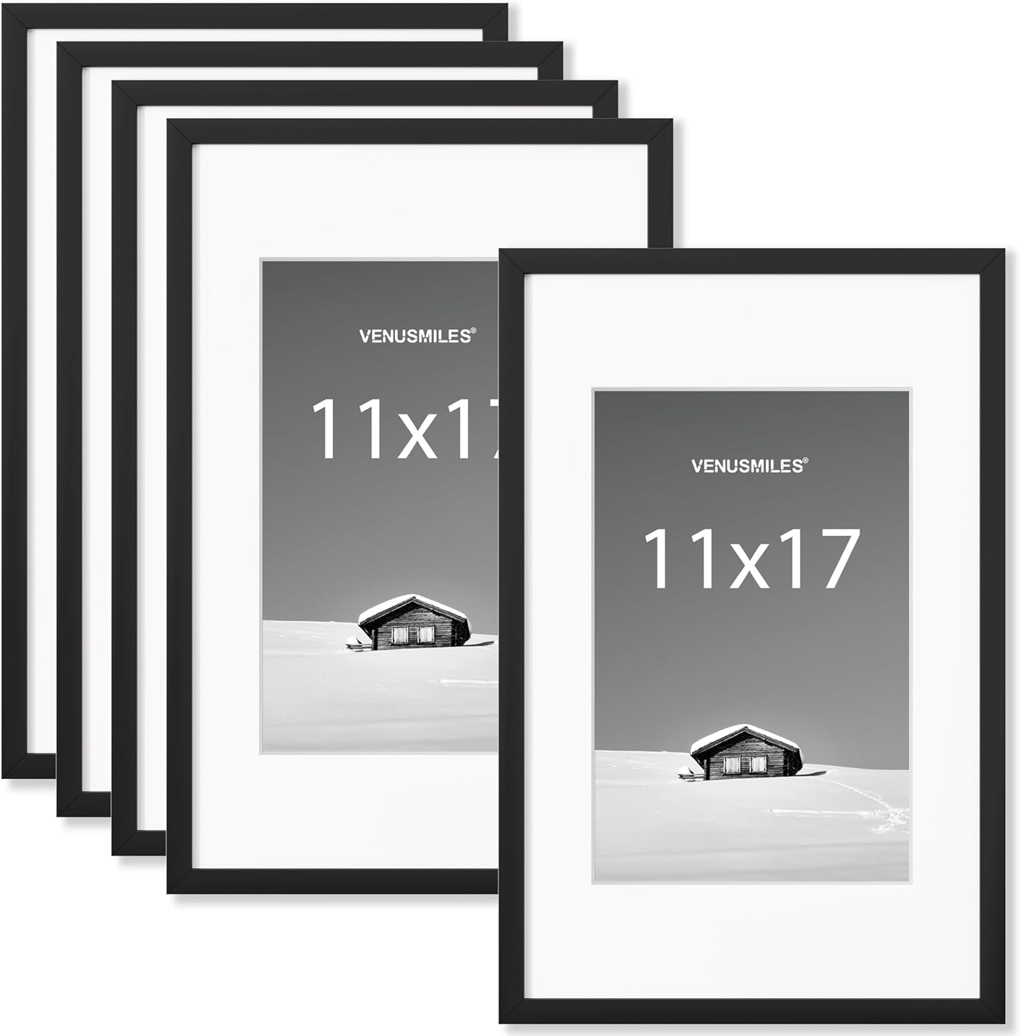 11x17 Picture Frame Set - Versatile Black Frames for Display
