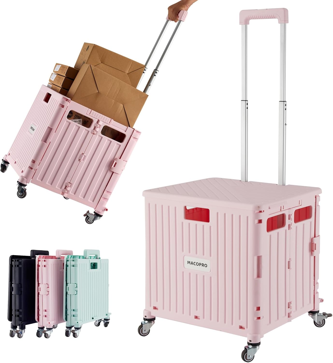 Folding Utility Cart Portable Rolling Crate Handcart for Shopping