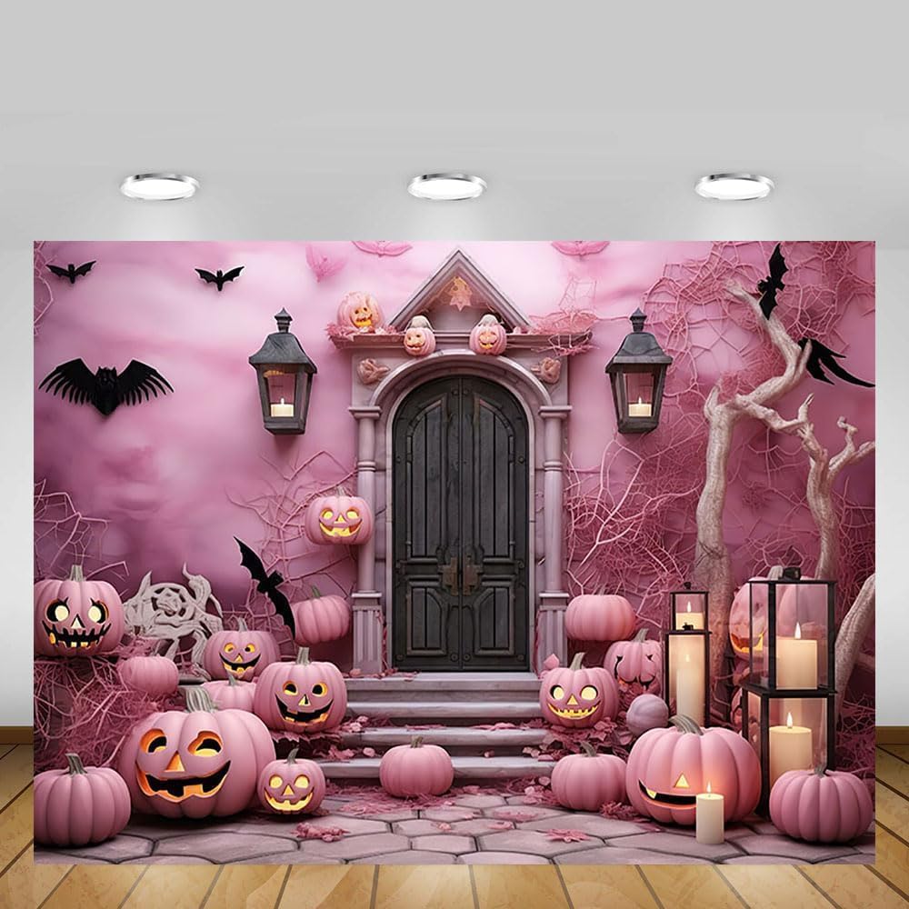 Pink Halloween Photography Backdrop for Kids Parties and Events