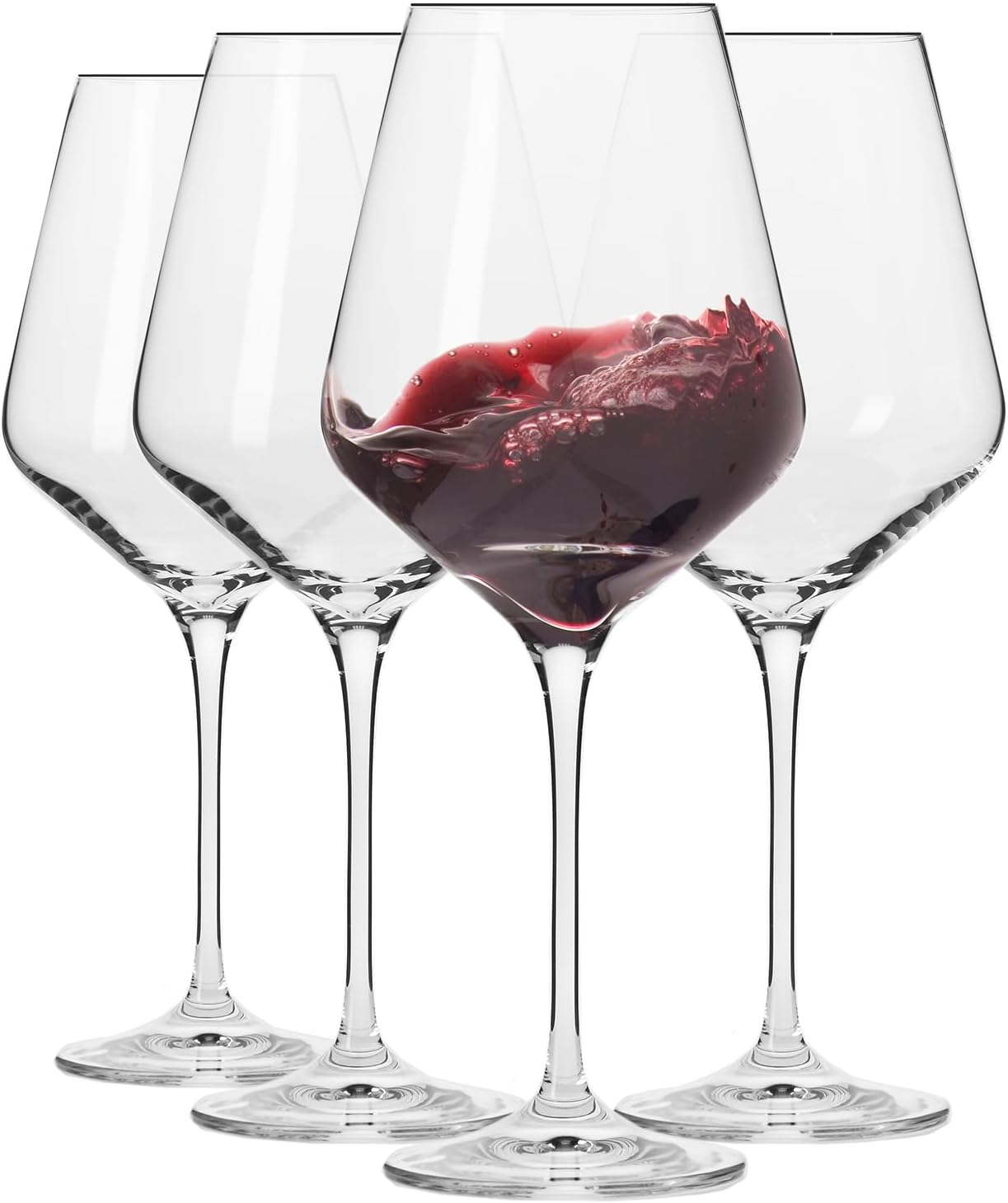 Krosno Classic Red Wine Glasses Set of 4, Elegant Crystal Design