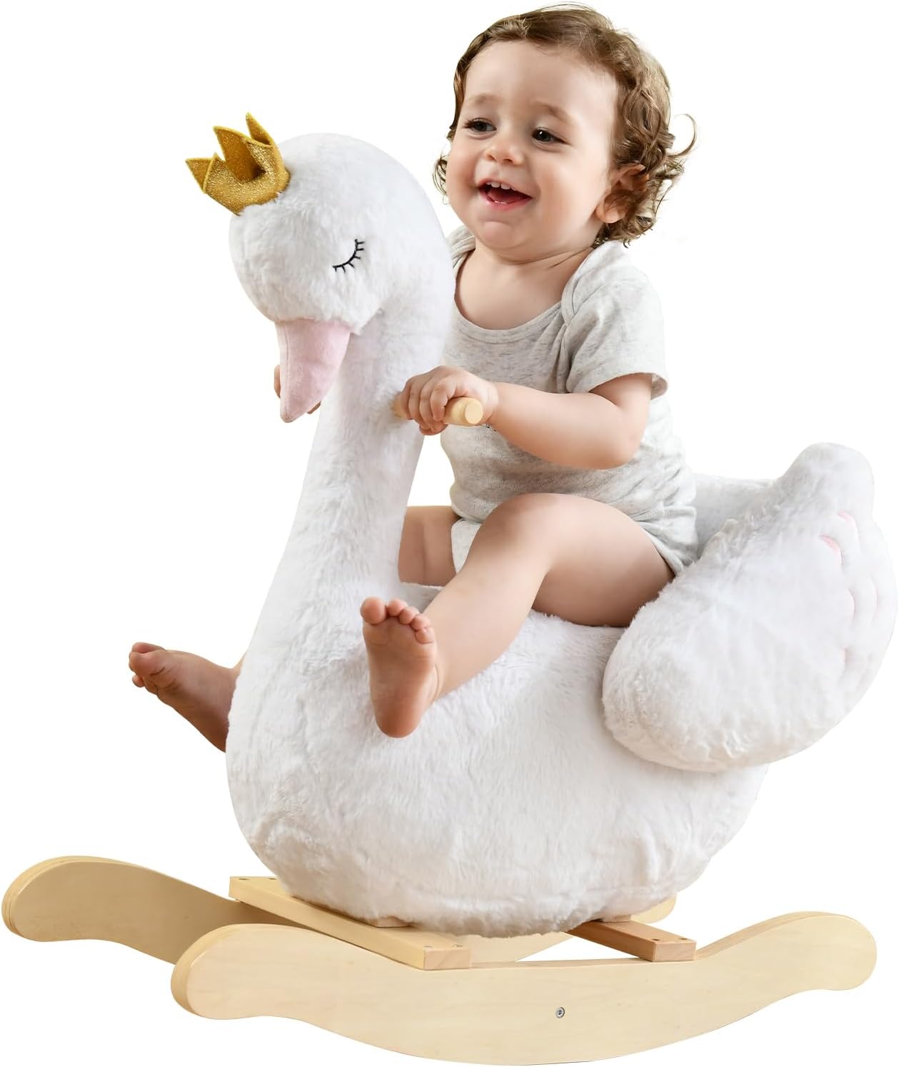 Kids Rocking Horse White Swan - Perfect Plush Rocker for Children