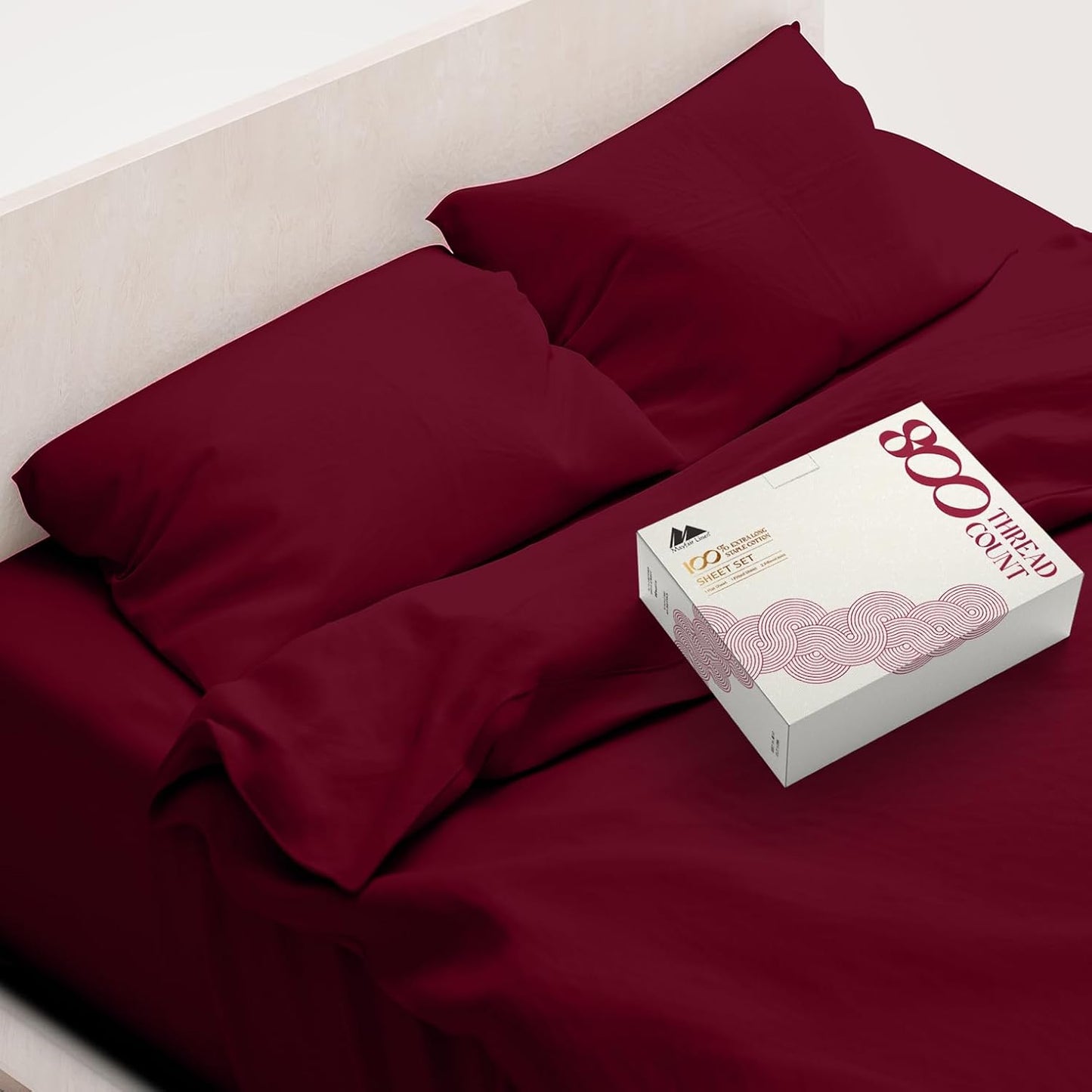 Luxurious 800 TC Egyptian Cotton Queen Sheet Set in Burgundy