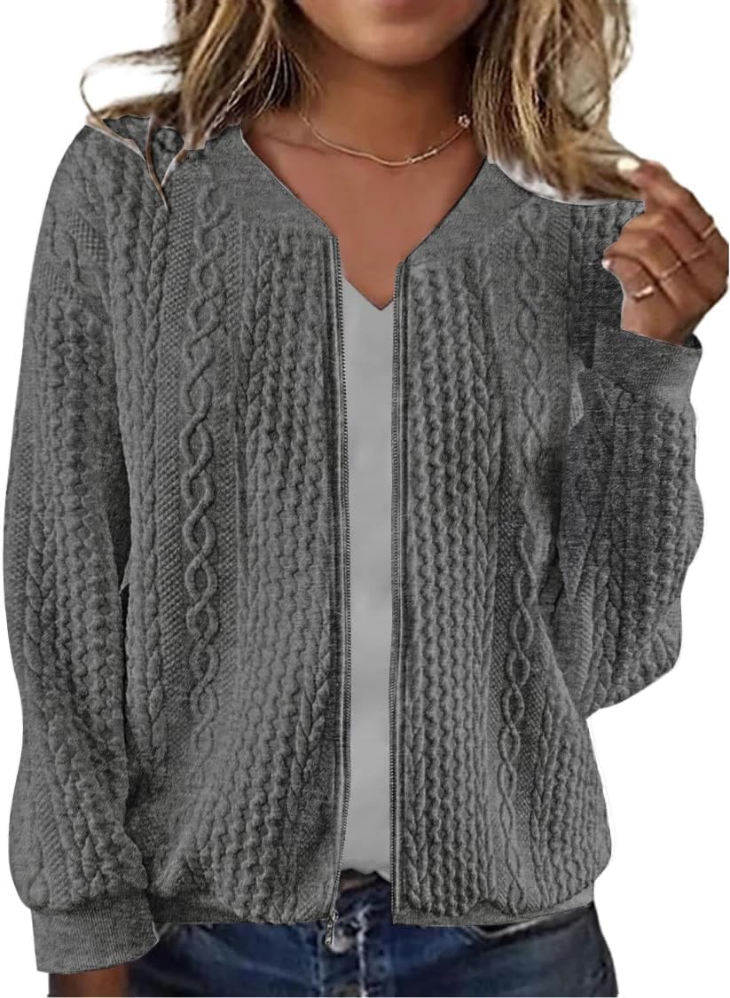 Women's Zip Up Sweatshirt Jacket with Pockets for Casual Wear