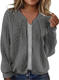 Women's Zip Up Sweatshirt Jacket Stand Collar Hoodless Outerwear