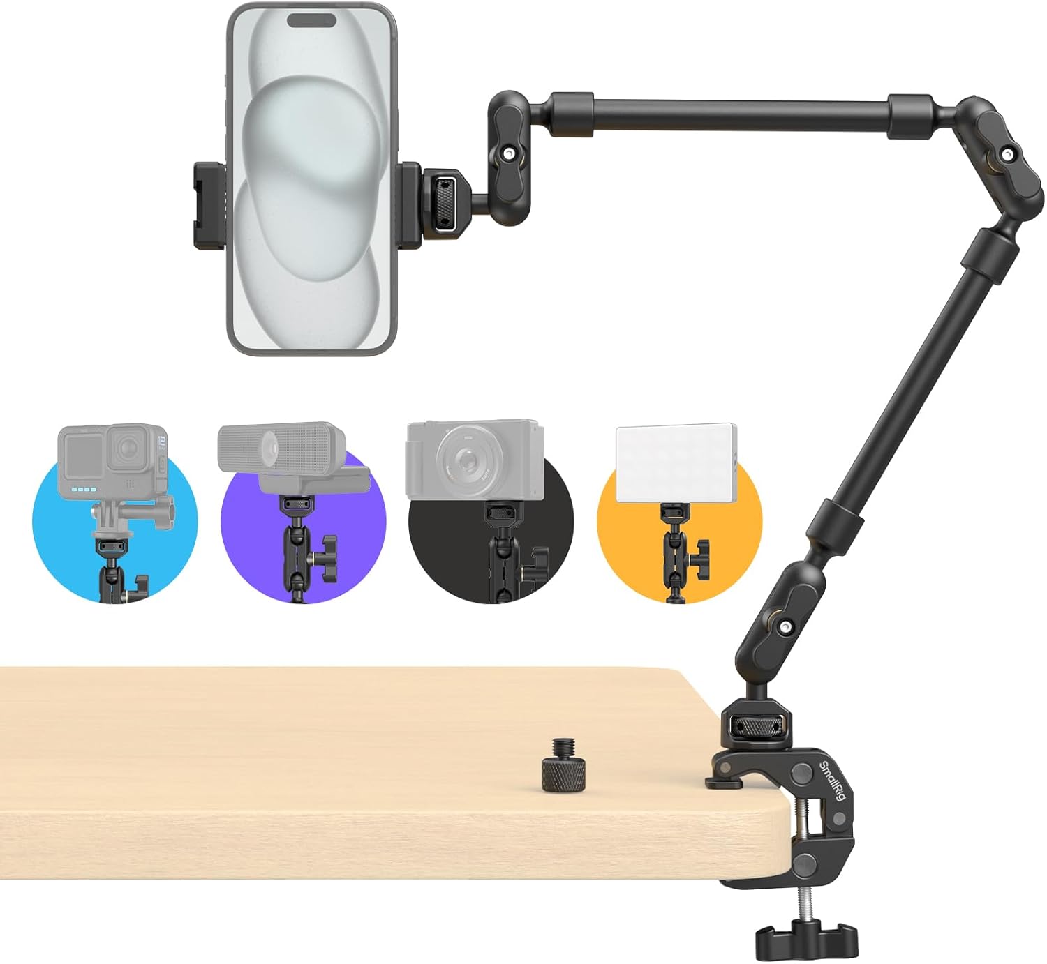 SMALLRIG 22in Magic Arm Clamp for Overhead Phone Mounting