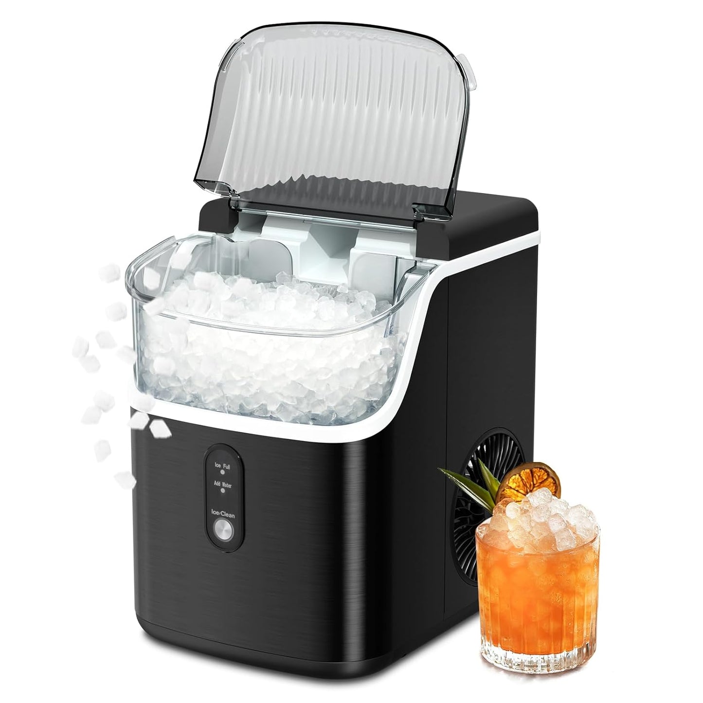 ZAFRO Self-Cleaning Nugget Ice Maker: 35lbs Daily Ice, Black